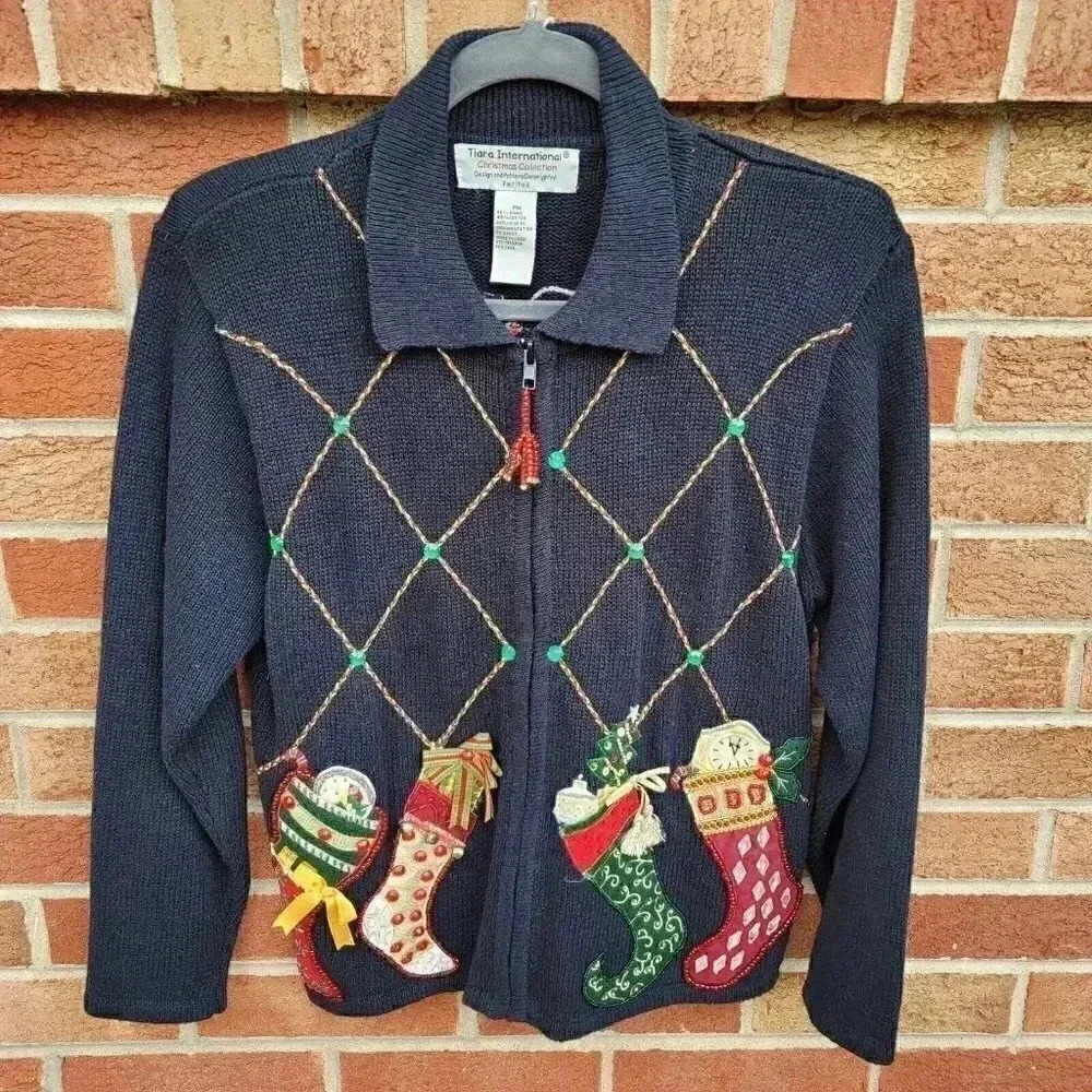 Vintage Tiara International Christmas Collection Sweater Women's Size PM